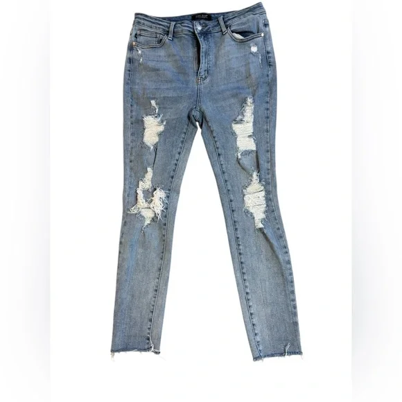 Judy Blue 13 31 Skinny jeans distressed academia goth womens stretch Moto Grunge - Picture 2 of 8